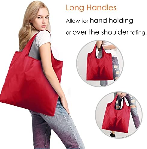 BeeGreen Christmas Red Reusable Grocery Bags Shopping Bags Bulk 10 Packs 50LBS X-Large Foldable-Machine Washable-Heavy Duty - Image 6