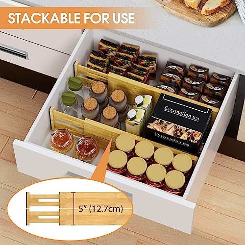 Bamboo Drawer Dividers, Adjustable Drawer Organizers, Fits 12.6–16" Drawers - Image 4