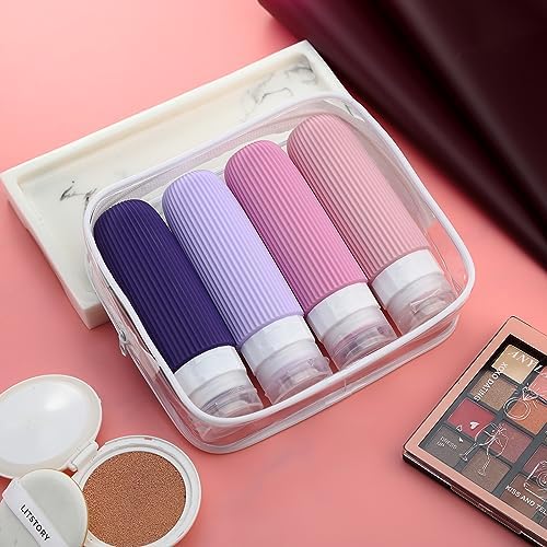 Mrsdry Travel Bottles for Toiletries, Tsa Approved 3oz Portable Travel Bottles, BPA Free Leak Proof Squeezable Silicone Travel Size Containers, Travel Accessories with Clear Toiletry Bag (4 Pack) - Image 7