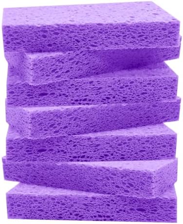 Large Cellulose Sponges, Kitchen Sponge for Dish, Thick Heavy Duty Scrub Pads, Non-Scratch Scrubber for Household/Cookware/Bathroom/Office/Boat 5.5" x 3" x 1" (7 Pack) Purple by Mainlyrunmakeupsuppliers