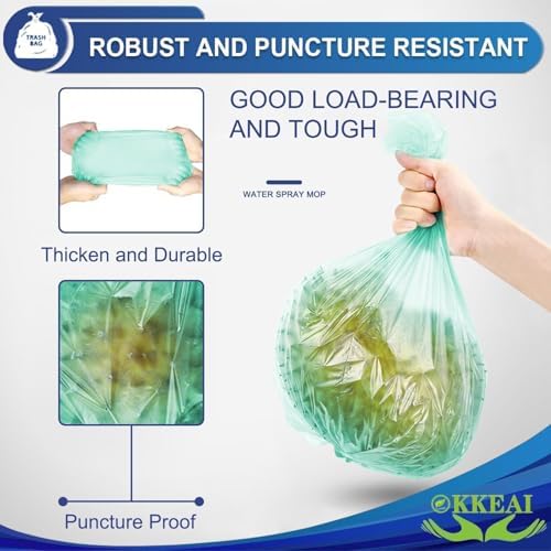 OKKEAI Small Trash Bags 3 Gallon, Light Green Wastebasket Liners, 120 Count - Image 4