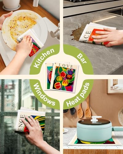 Miss Adola Swedish Dishcloths for Kitchen - 5 Pack Reusable Dish Cloths for Washing Dishes Absorbent Cute Funny Kitchen Towels Cleaning Sponge, Colorful Fruits - Image 6