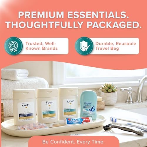 Women’s 12 Piece Travel Hygiene Kit, Travel Size Toiletries Set with Cosmetic Bag, Carry On Essentials for Flights, Weekend Overnight Stay, Emergency Kit (50 Pack) - Image 7
