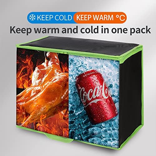 Bodaon 2-Pack Insulated Reusable Grocery Shopping Bags, X-Large Black-Green - Image 3
