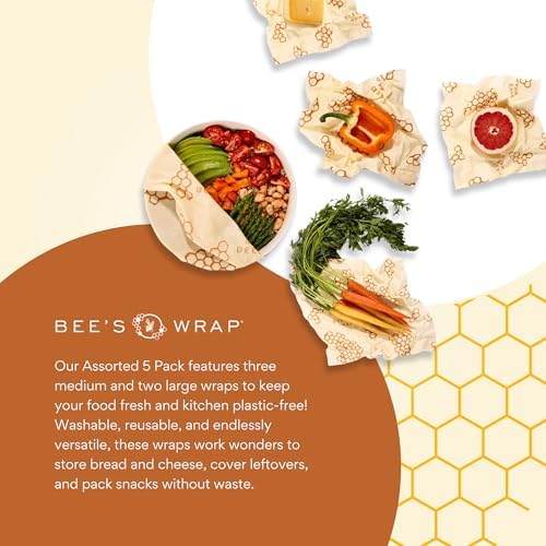 Bee's Wrap Beeswax Food Wraps, 5 Pack Assorted - Honeycomb - Image 5
