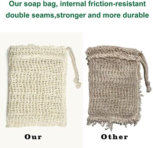 E-Know Soap Bag, 5 Pack Natural Sisal Soap Saver, Zero Waste Plastic-Free Soap Net, Foaming and Drying The Soap, Massage, Peeling - Image 3