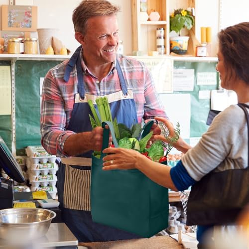 Reginary 50 Pcs Reusable Tote Bags Shopping Bags Non Woven, Dark Green - Image 3