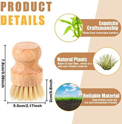Nuenen 20 Packs Bamboo Dish Scrub Brush Set Sisal Kitchen - Image 3