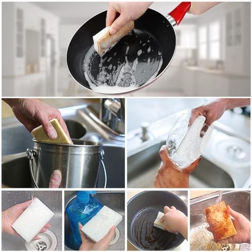 Natural Kitchen Sponge Compostable Kitchen Sponges Cellulose and Coconut Scrubber Abrasive Scrubbing Pads SmilePowo Environmentally Friendly Sponge for Dishes (12 Pack) - Image 3