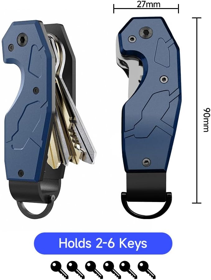 Compact Metal Aluminum Key Organizer, Minimalist Innovative Keyholder-Car Key Chain, Smart KeyChains Key Case up to 6 Keys