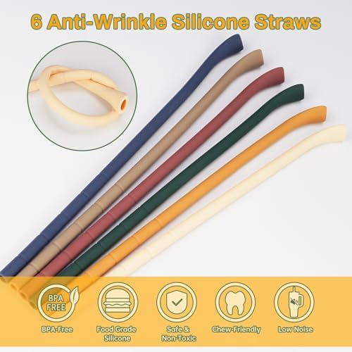 NiHome 6PCS Silicone Anti-Wrinkle Straws Fit for Stanley 40oz 30oz Tumblers - Image 3
