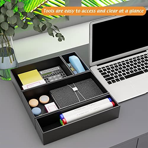 Black Bamboo Drawer Organizer - Silverware&Utensil Holder Organizer for Kitchen Drawers, Multi-Use Drawer Dividers Boxes for Bathroom Counter，Cabinet, Garage, Office Desk, Makeup, Jewelry (9"6"2.5") - Image 5