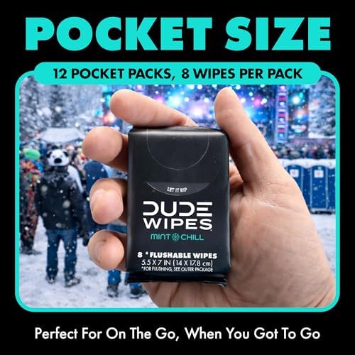DUDE Wipes Mint Chill Pocket Packs, Adult Flushable Travel Wipes, 96 Count - Image 2