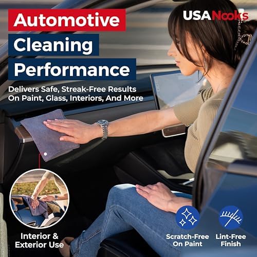 USANOOKS Microfiber Cleaning Cloth Grey - 50 Pcs (12.5"x12.5") - High Performance - 1200 Washes, Ultra Absorbent Microfiber Towel Weave Grime & Liquid for Streak-Free Mirror Shine - Car Washing Cloth - Image 5