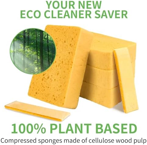 4 Pack Compostable Thicker Pop-Up Sponges - Expanding, Non-Scratch, Plant-Based Dish Cellulose Sponges Car Wash Sponge - Image 5