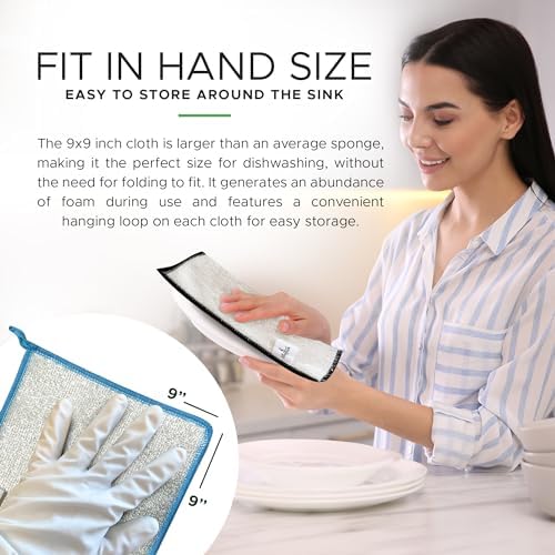 Whiffkitch Dishcloths Kitchen Dishrag Cleaning Scrub Reusable 6pk 9x9in - Image 4