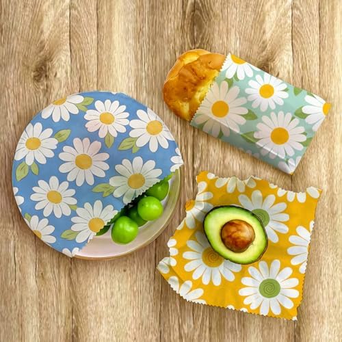 Reusable Beeswax Wraps, Daisy Beeswax Wraps, 9 Pack Eco-Friendly Food Storage, Organic, Sustainable, Zero Waste, Plastic-Free, Sandwich, Bread, Bowl Cover, 1XL, 3M, 5S - Image 7