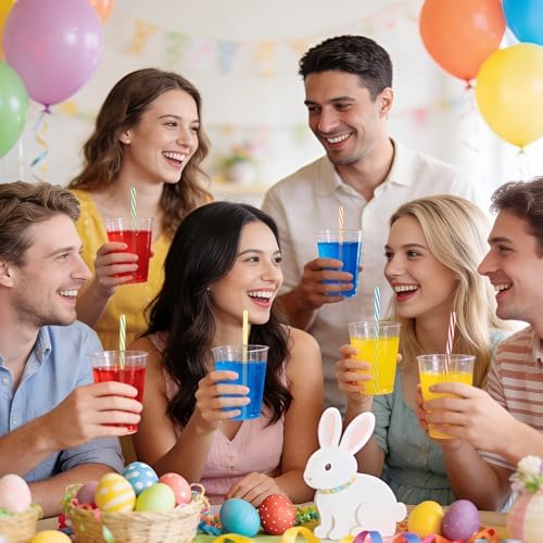 100 Reusable Stirrer Straws,Assorted Color Plastic Stripe Drinking Straws - Image 4