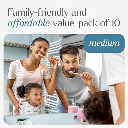 VIVAGO Bamboo Toothbrushes 10 Pack – Plant-Based Medium Bristles - Image 7