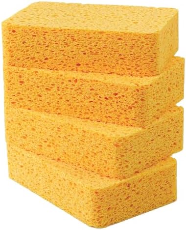 Kitchen Sponges – 4 Pack Large Cellulose Dish Washing Sponges, Natural Wood Pulp, Heavy-Duty Non-Scratch Cleaning for Kitchen, Bathroom, Countertops, Car Wash, 5.4x3.5x1.3 inch by NBStarTech