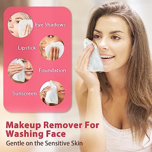 Makeup Remover Cloth, 6" x 6" Make Up Towels Reusable Face Cloth for Washing Face, Makeup Remover Pads Microfiber Face Washcloth with Mesh Bag, 12 Pack - Image 2