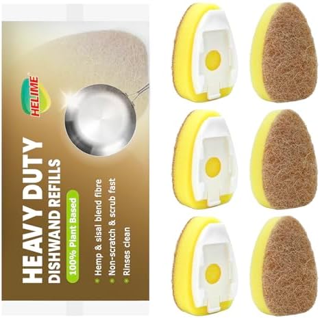 Natural Dishwand Sponge Refills, Plant-Based Dish Wand Replacement Head by HELIME