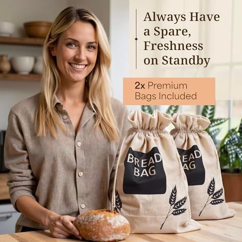 2 x Plastic Lined Bread Bags For Homemade Bread/Homemade Bread Storage Linen - XL 44cm x 35cm - Image 6