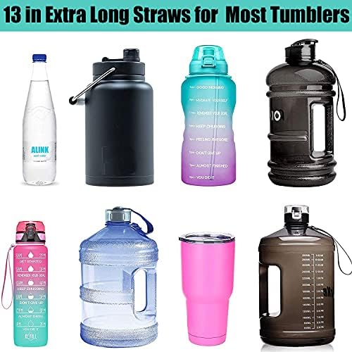 ALINK 12-Pack Reusable Plastic Clear Straws, 13 inch Extra Long Tumbler Straws for Stanley Cups, 1 Gallon, 64 oz 40 oz 32 oz Water Bottles, Plus Cleaning Brush - Image 7