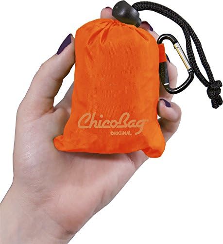 ChicoBag Original Compact Reusable Grocery Bag w/Attached Pouch and Carabiner Clip | Eco-Conscious Packable Tote | Variety 4pk - Mazarine, Aqua, Orange Peel, & Yellow (Pack of 4) - Image 4