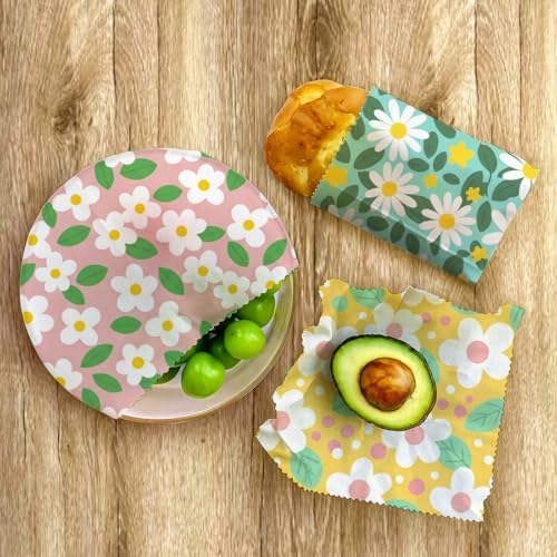 Reusable Beeswax Wrap, Spring Floral Daisy Wraps, 9 Pack Eco-Friendly Beeswax Wraps For Food, Organic, Sustainable, Biodegradable, Zero Waste, Plastic-Free Food Storage, 1XL, 3M, 5S - Image 7