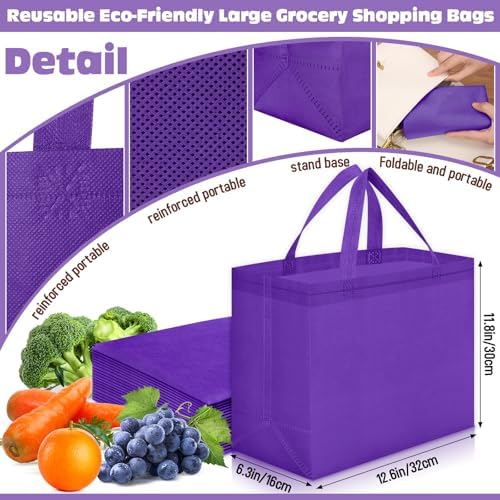 Windyun Reusable Grocery Bags Non Woven with Handles - Image 2