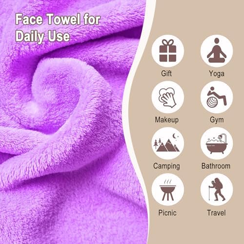 KODAMO Makeup Remover Cloth, Reusable Makeup Remover Pads Washable Travel Bag, Microfiber Makeup Removal Face Wash Cloths with Just Water, 12 Pack/Violet - Image 3