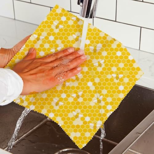 Reusable Beeswax Wraps, Bees Honeycomb Monkey Wraps, 9 Pack Eco-Friendly Food Storage, Organic, Sustainable, Zero Waste, Plastic-Free, for Sandwich, Fruit, Bowl, Bread, 1XL, 3M, 5S - Image 6