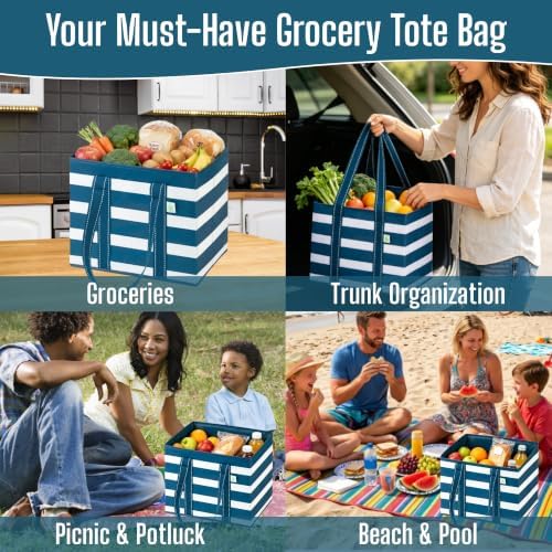 VENO 3 Pack Reusable Grocery Shopping Bags Utility Tote w/Sturdy Handles - Image 5