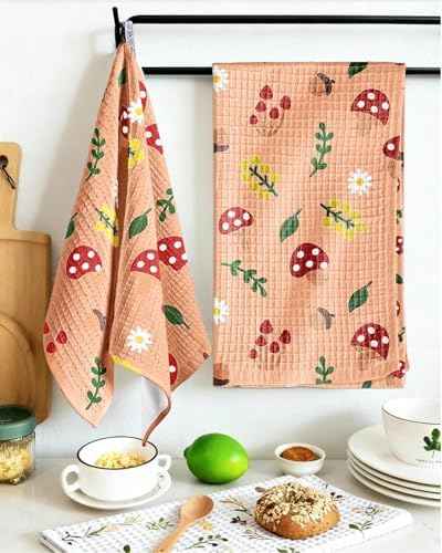 Miss Adola 370GSM Cotton Waffle Kitchen Towels, Mushroom - Image 5