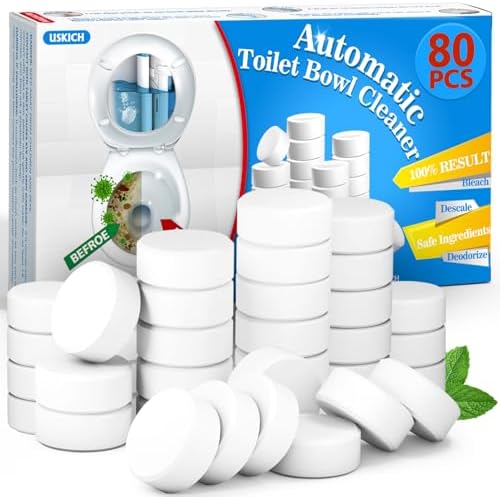 USKICH Toilet Bowl Cleaner - 80 PACK, Household Automatic Toilet Bowl Cleaners with Bleach, Bathroom Toilet Tank Cleaners Tablets with Sustained-Release Technology for Against Tough Stains by USKICH