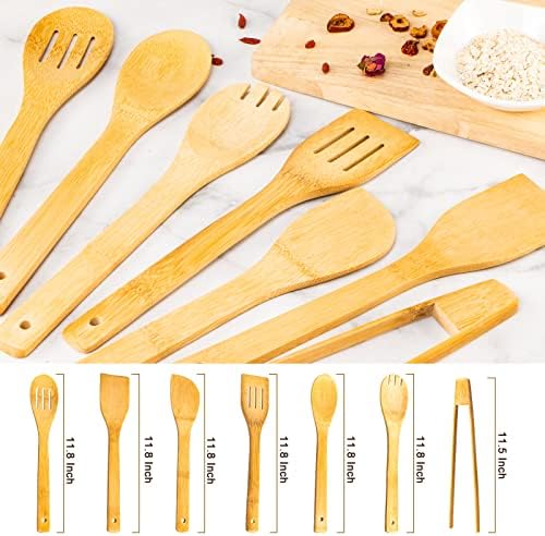 Eisinly 7-Piece Wooden Cooking Spoons, Natural Bamboo Utensil Set - Image 2