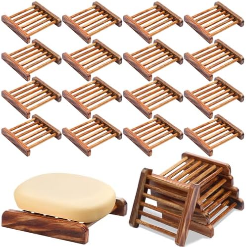Amyhill 25 Pcs Bamboo Soap Dish Bulk Soap Holder Draining,Charcoal Color by Amyhill