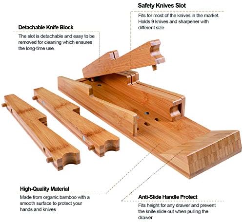 NIUXX Bamboo In-Drawer Knife Block Set for 9 Knives(Not Included) - Image 3