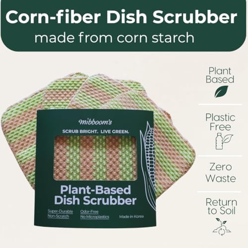 mibboom's Dish Scrubbers – Non-Scratch, Reusable Kitchen Sponges for All-Purpose Cleaning, Made in Korea, 4 Pack (7.6 x 7.4 in) - Image 2