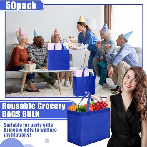 Windyun Reusable Grocery Bags Non Woven with Handles - Image 3