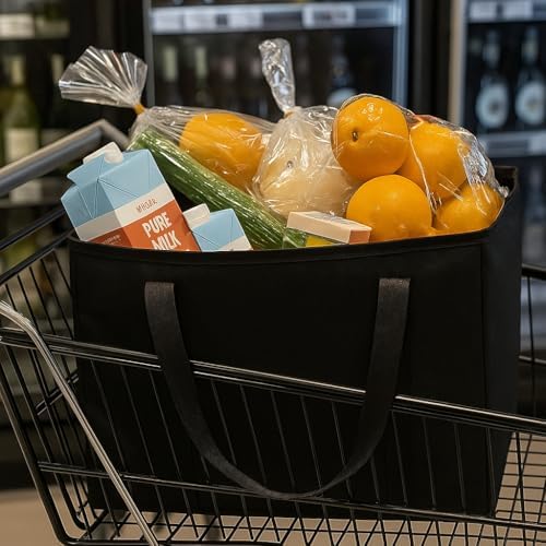 2-Pack, XL-Large Insulated Grocery Shopping Bags, Black, Reusable Bag - Image 4