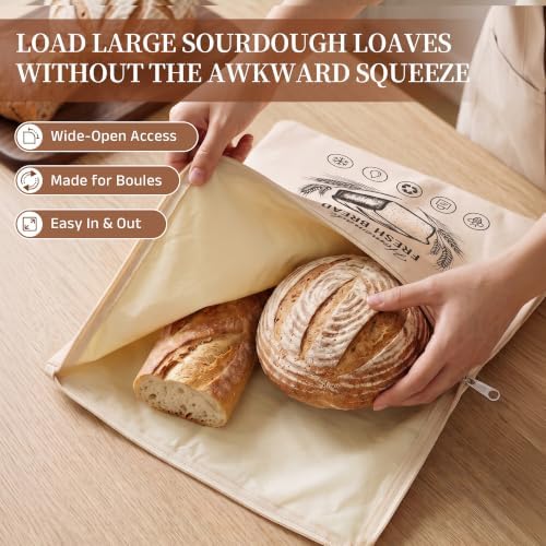 FATROCK Bread Print Beeswax-Lined Bread Bags, 13 x 17 in, 3 Pack - Image 3