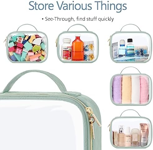 PACKISM Clear Makeup Bag Travel - TSA Approved Toiletry Bag, 3 Pack Green - Image 3