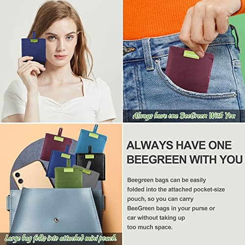 BeeGreen Reusable Bags Tote Bags for Women - 6 Pack Bulk Extra Large Reusable Gifts Bag with Handles - Heavy Duty Foldable Machine Washable Travel Grocery Bag Organizer (Packable Shopping Bags)​ - Image 4