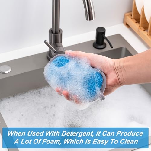 Non Scratch Scrub Sponge-6pack, Dual-Sided Sponges Kitchen(M,Gray-Blue) - Image 5