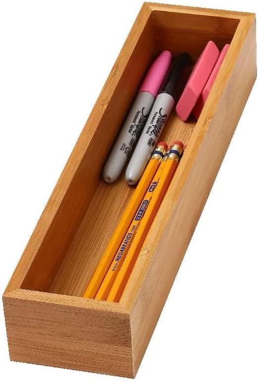YBM Home Bamboo Drawer Organizer Storage Box for Kitchen Drawer, Junk Drawer, Office, Bedroom, Children Room, Craft, Sewing, and Bathroom, 3x12x2 inch - Image 2