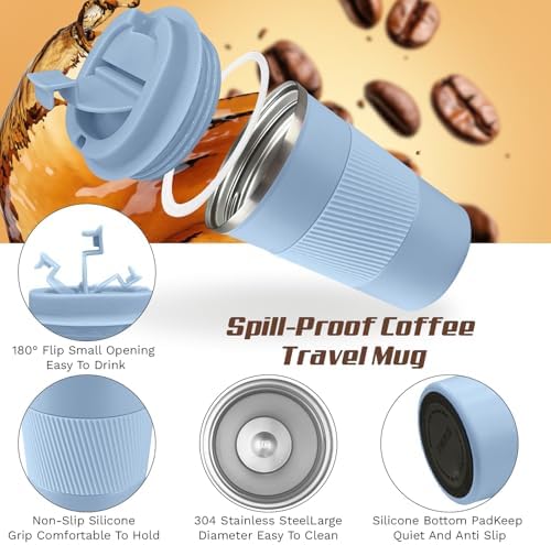 Vacuum Insulated Stainless Steel Travel Coffee Mug,Leak Proof Cup with Lid - Image 3