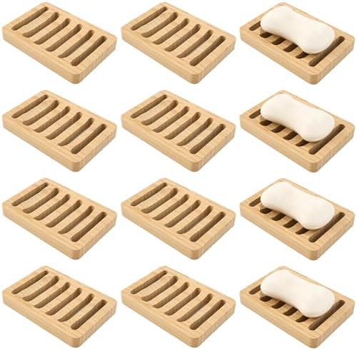 Bamboo Soap Dish, Bar Soap Holder Self Draining Soap Dish Natural Bamboo Soap Holder Waterproof Anti-Slip Wooden Soap Dishes for Bar Soap Saver Tray for Shower Bathroom Kitchen Sink Bathtub by Unknown