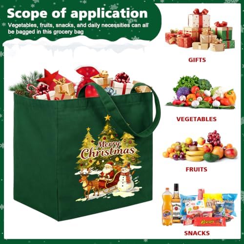 Christmas Canvas Tote Bags with Handles, Large Merry Christmas Shopping Bag - Image 5